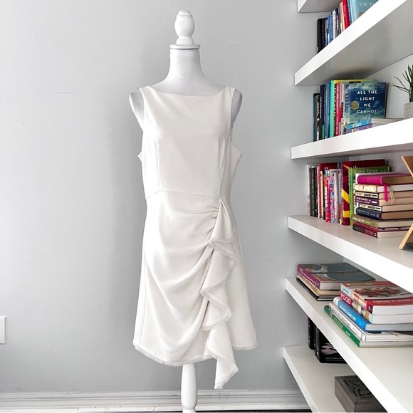 Cinq a Sept Bethel Ruffle Mini Dress Ivory size 12 - Picture 5 of 16
